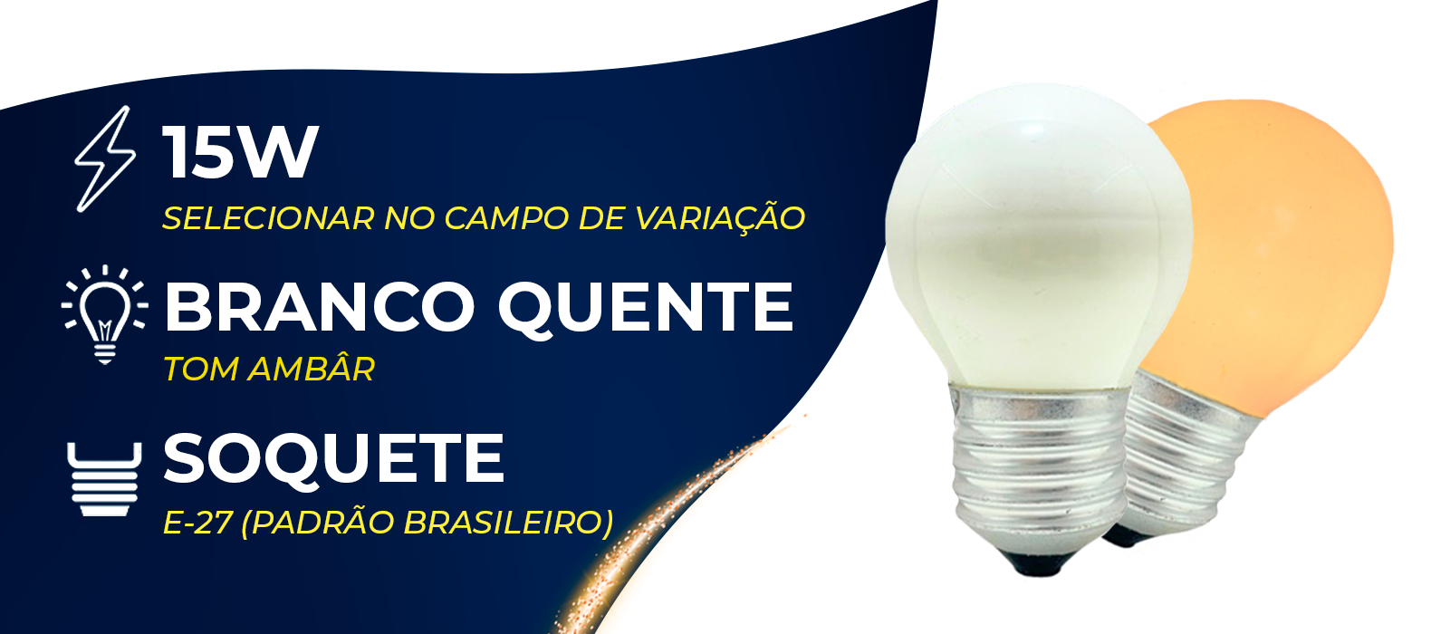 Lâmpada leitosa 15w incandescente branco quente tom âmbar, soquete e27